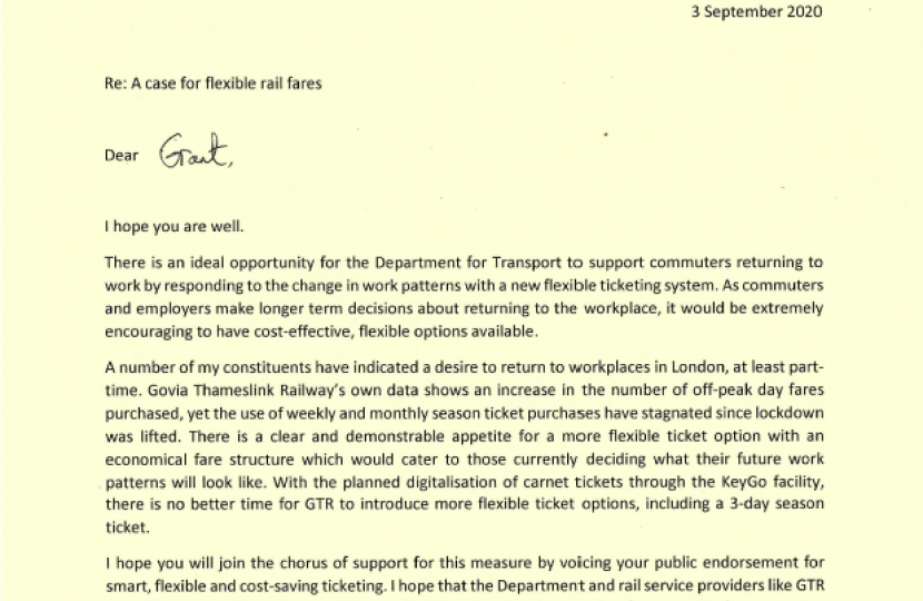 Letter to Grant Shapps